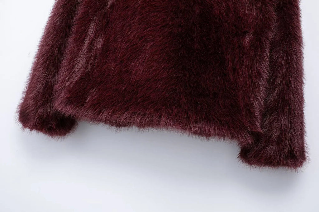 HH Winter Women Casual Faux Fur Lapel Jackets Fashion Solid Oversized Thick Coats Female Fuzzy Warm Long Sleeves Outerwear