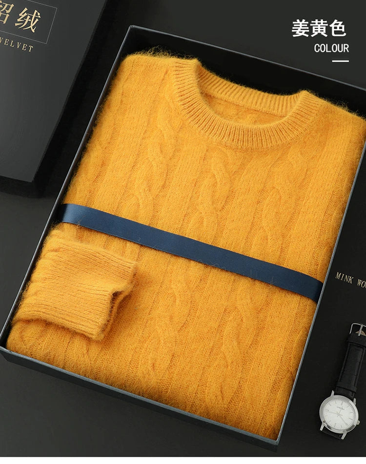 Men's thick cashmere sweater 100% pure cashmere round neck cashmere sweater 2024 new spring and winter knit base shirt