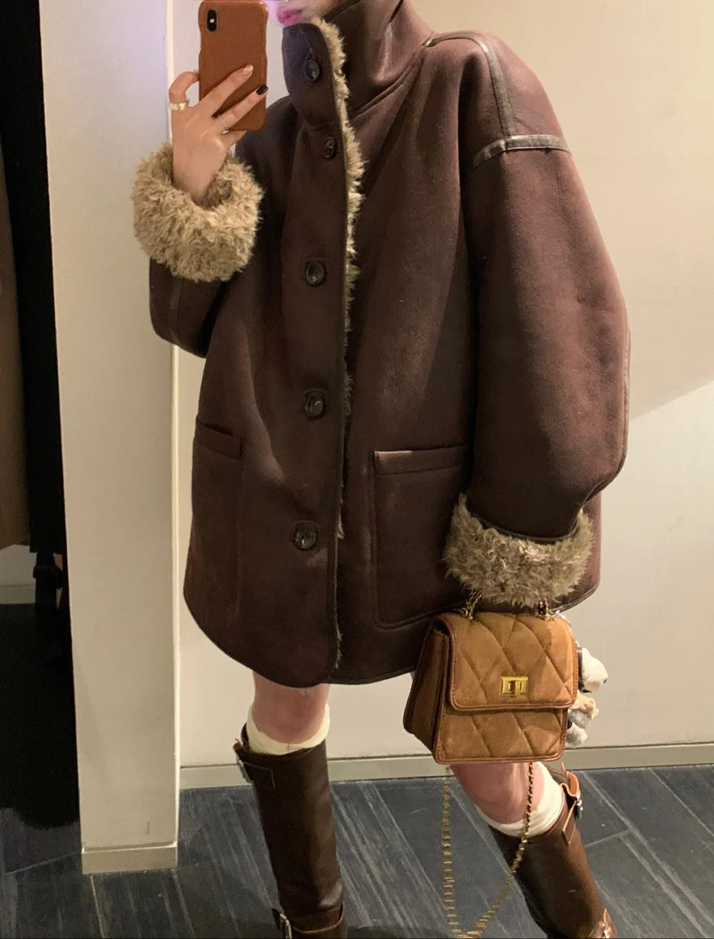 Two-sided Lamb Wool Coat Women's Mid-winter Long Loose Fur Premium Warm Coat