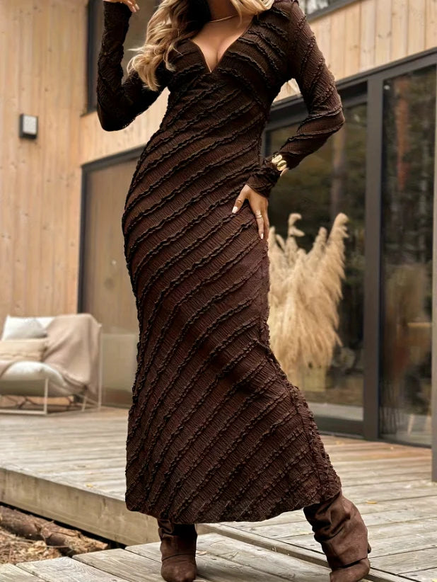 Women Clothing Party Dress V Neck Evening Dress Sexy Party Maxi Female Dress 2026 New Long Sleeves Solid Clothes