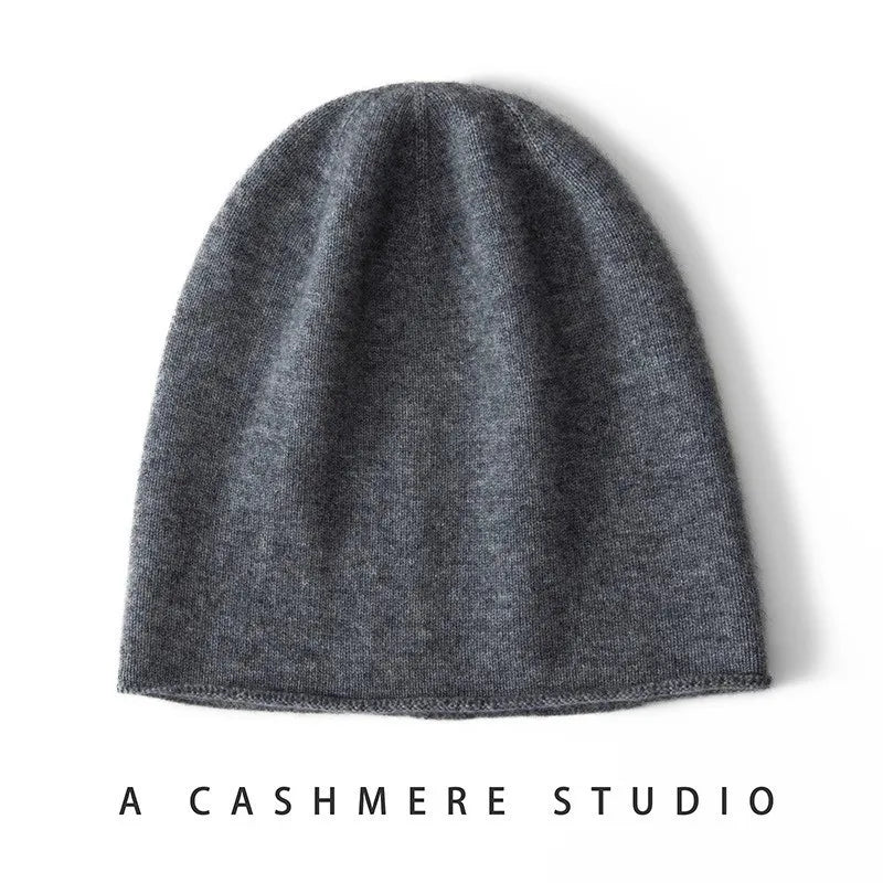 100% pure goat wool hat in winter men and women couples knitted piles of hats to keep warm and versatile