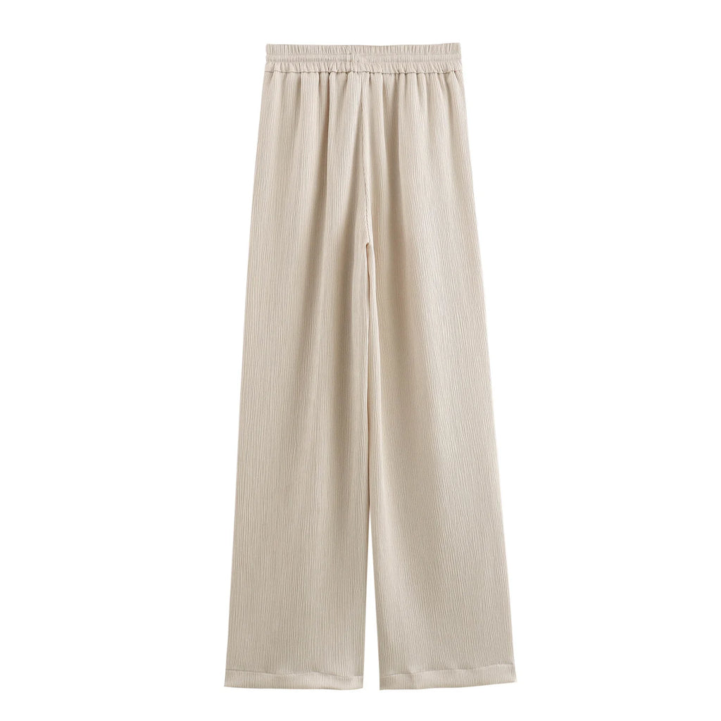 2024 Autumn Women Casual Blazer Coat Pants Set Long Sleeve Double Breasted Blazer + Wide Leg Trousers Lady Office Outfit