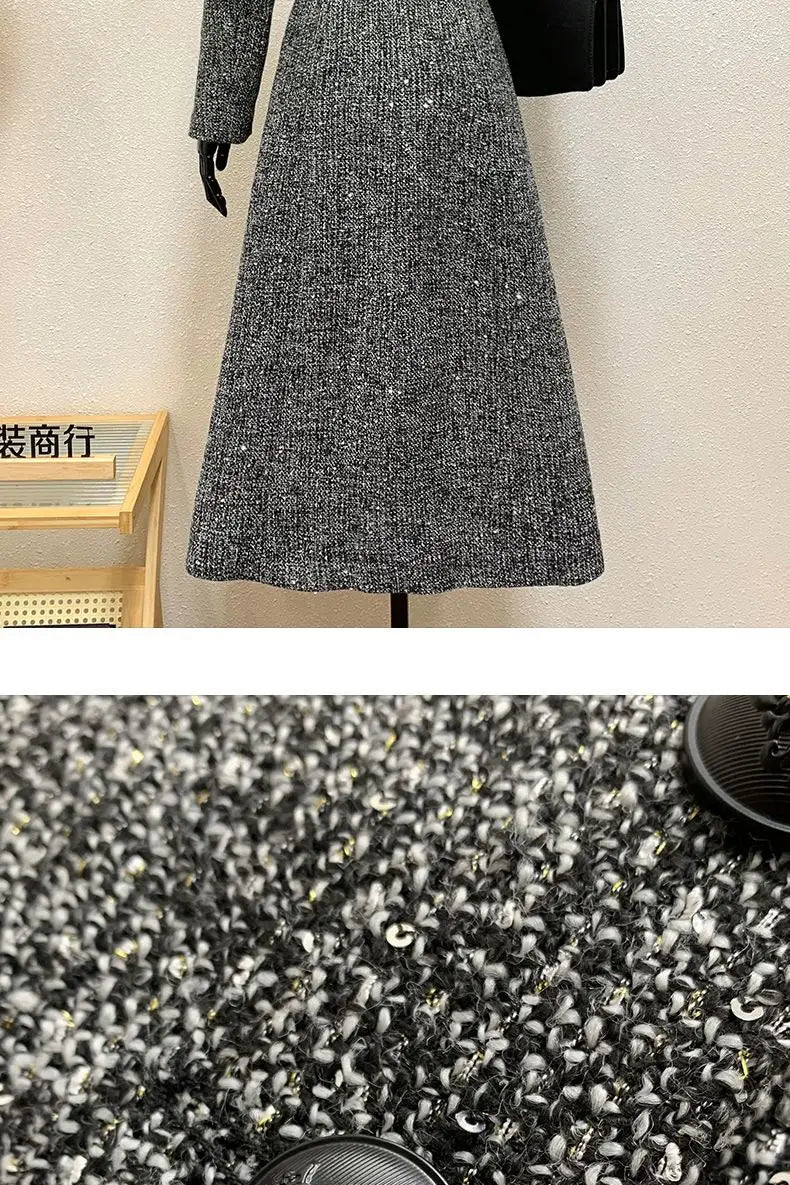 Female Overcoat 2025 New Fashion Gray Women Woolen Coat Autumn Winter Temperament High Quality Casual Women's Woolen Coat H249