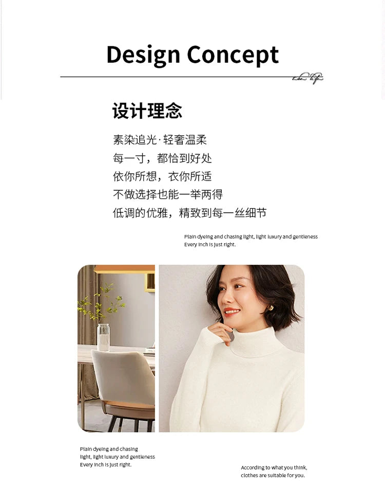 100% Pure Cashmere Sweaters Women' Lapel Knitted Pullover Casual Loose High-End Sweater Autumn New High-Neck Cashmere Base Shirt