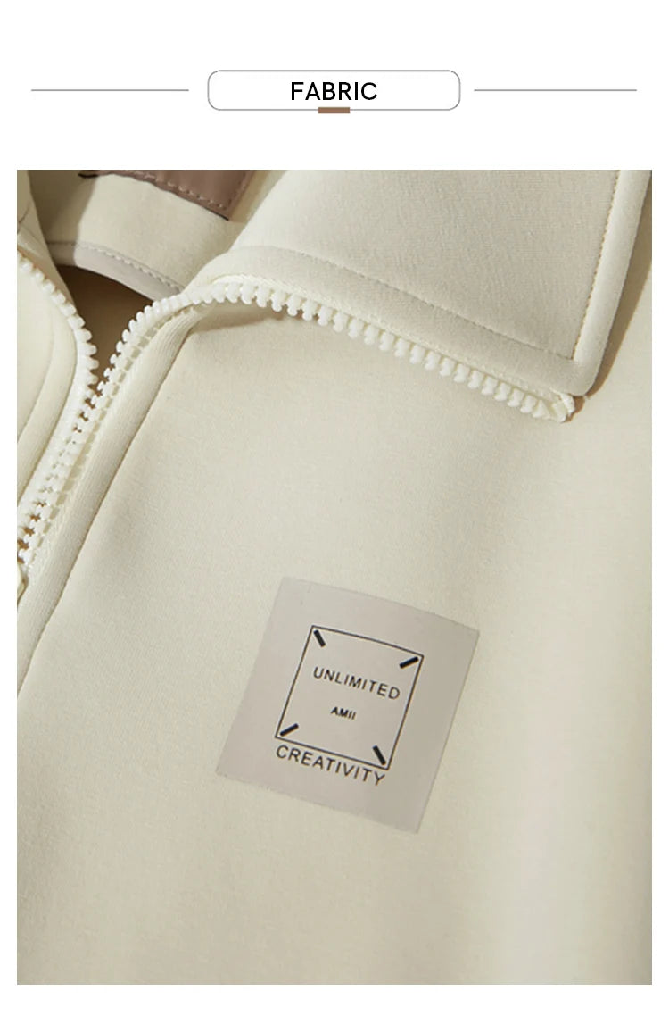 Amii Fall Clothes 2024 Women Casual Zip Up Short Coat Women Sweatshirt Solid Turtleneck Loose Sports Streetwear Jacket 12443222