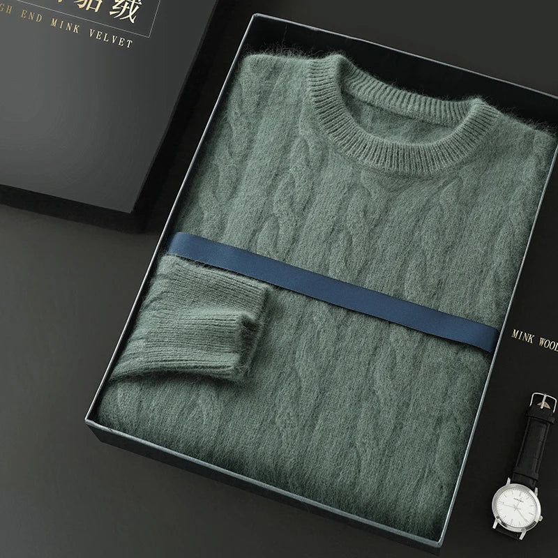 Men's thick cashmere sweater 100% pure cashmere round neck cashmere sweater 2024 new spring and winter knit base shirt