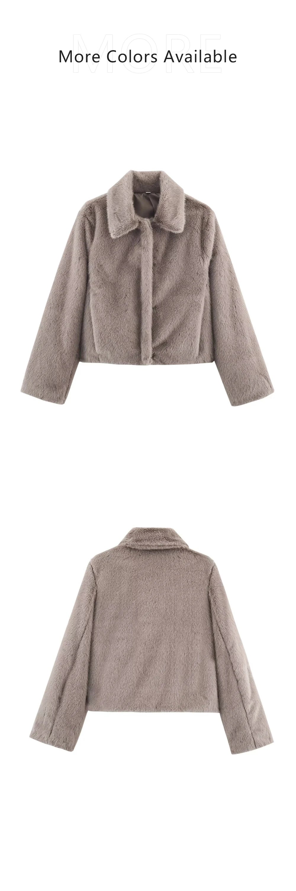 Loose lapel button embellished brown long sleeved jacket for women's autumn and winter collection