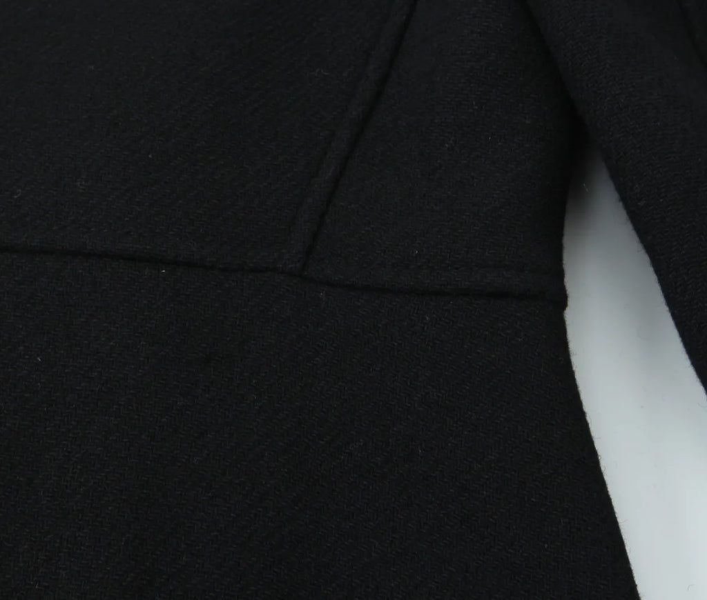 Woolen Coat Fall Fashion Black Long Coat Elegant And Pretty Women's Coats American Retro Autumn Outerwear Urban Coats