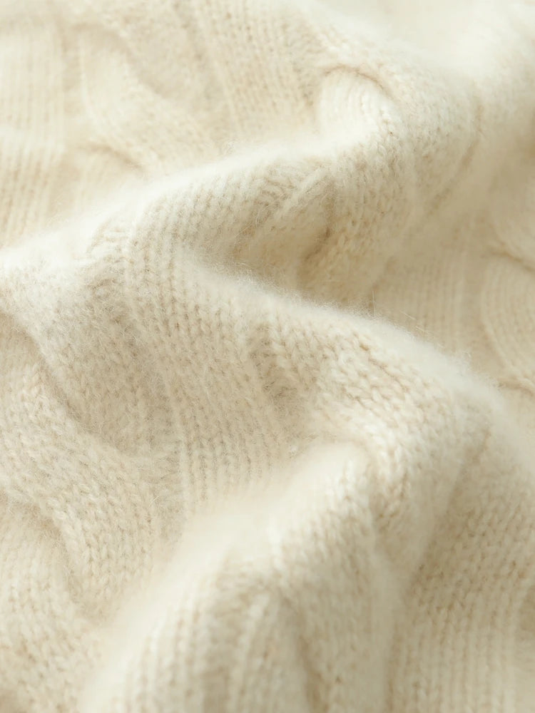 Luxury Women 100% Cashmere Sweater O-neck Cardigan Cable Knitting Thick Sweater Coat Autumn Winter Heavyweight Cashmere Clothes