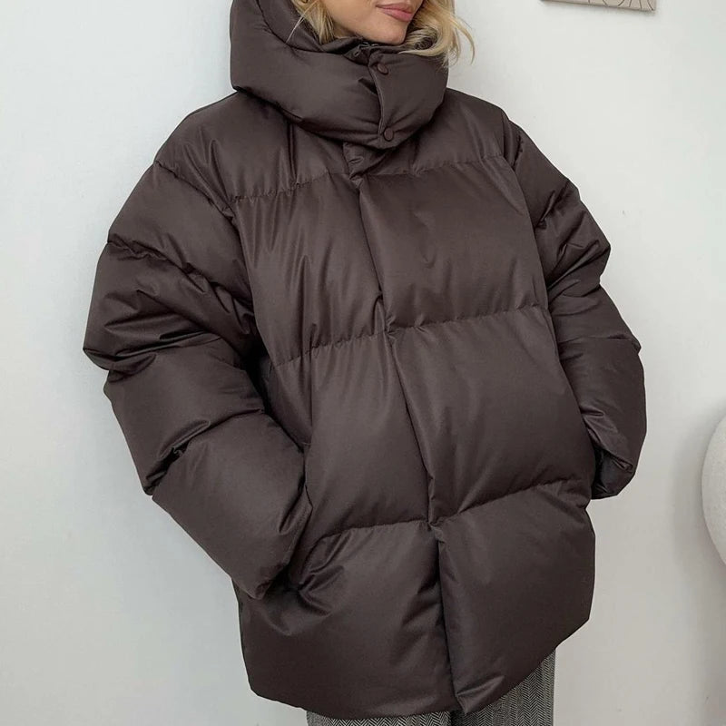 2024 Women Winter Coat Long Sleeve Hooded Thick Cotton Down Coat Women Tops Loose Style Warm Jacket Coat Casaco Feminino