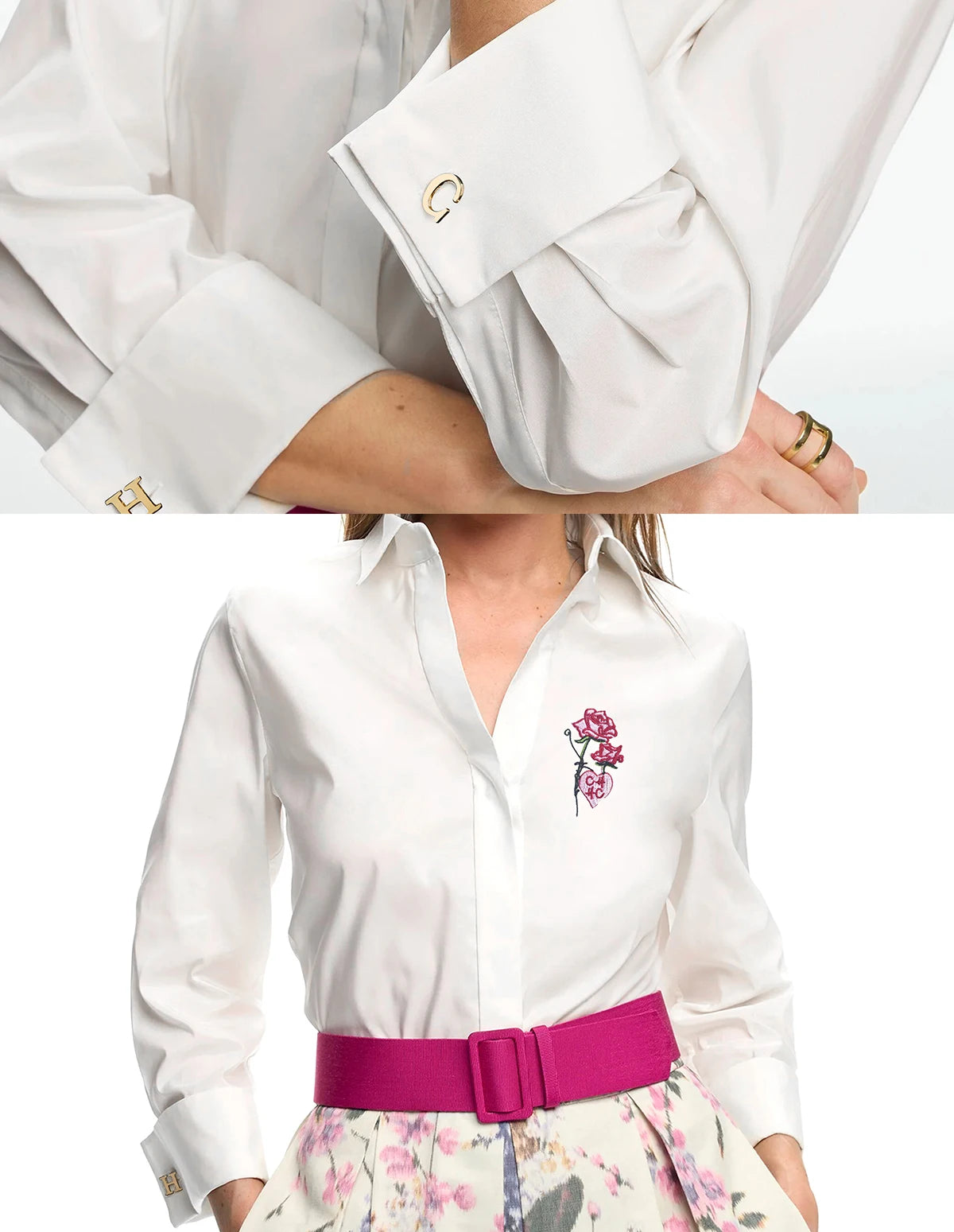 Women Shirts Casual Long Sleeve Blouse Embroidered Flowers Elegant Lapel Loose Shirt Spring Summer Solid Office Lady Tops