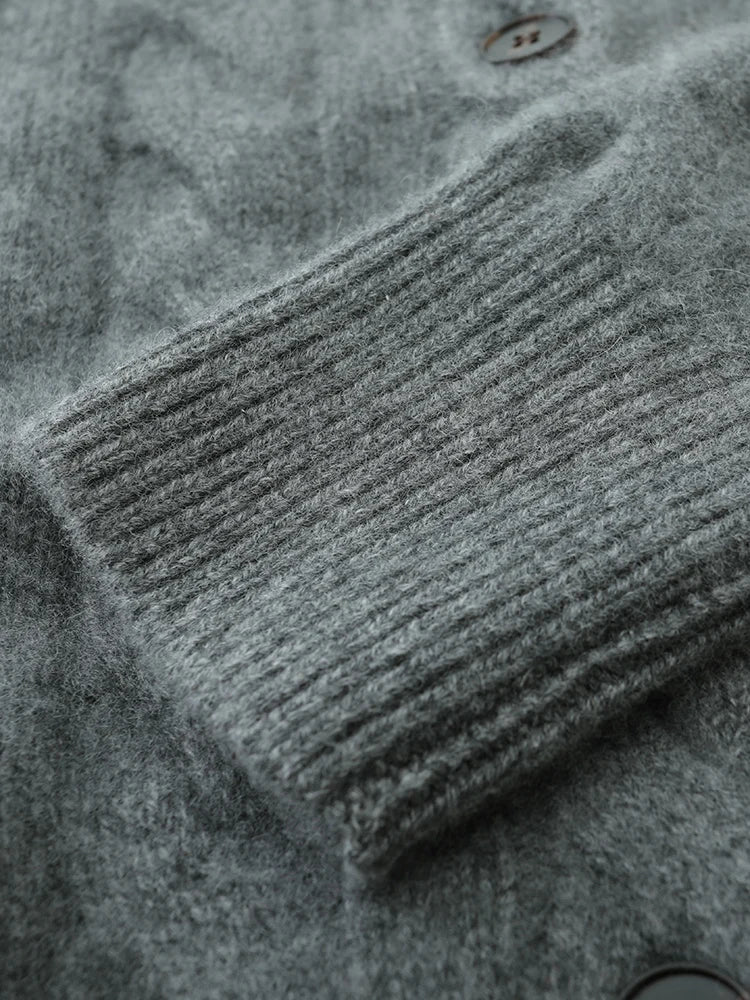 Luxury Women 100% Cashmere Sweater O-neck Cardigan Cable Knitting Thick Sweater Coat Autumn Winter Heavyweight Cashmere Clothes