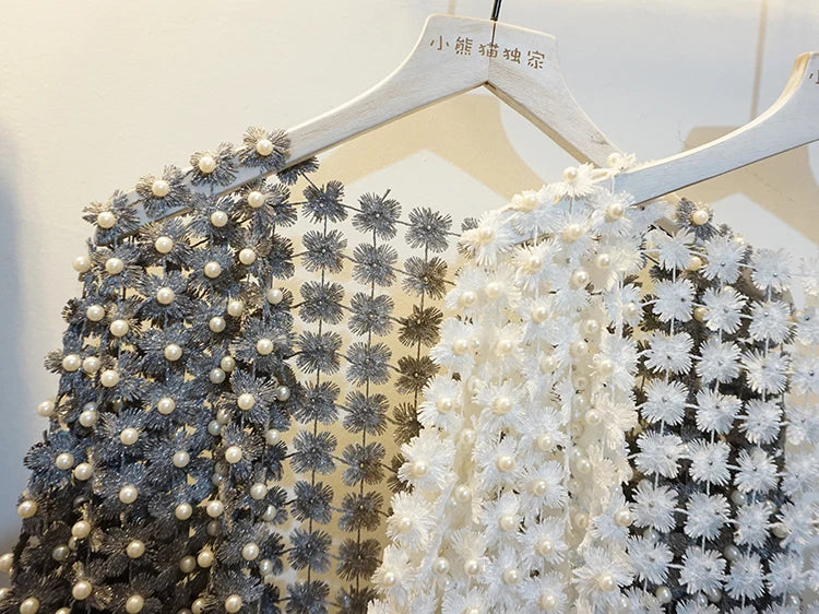 Women Beads Coat Style Women Perspective Shawl Fashion Hollow Out Lace Boleros Short Sleeve Coats Jackets Femal