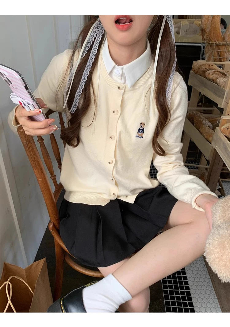 Women's boutique high-end round neck sweater knitted cardigan embroidered sweater long sleeved new cashmere sweater