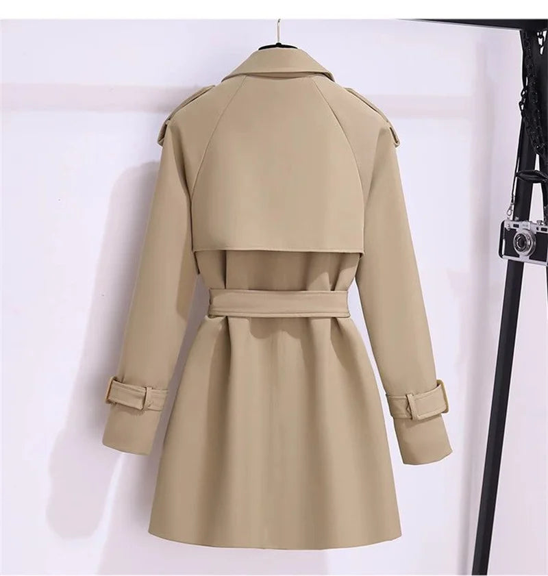 Women's Trench Coat Medium-length Windcheater Double-breasted Sashes Topcoat Streetwear Lady Outerwear Casual Tops Spring Autumn