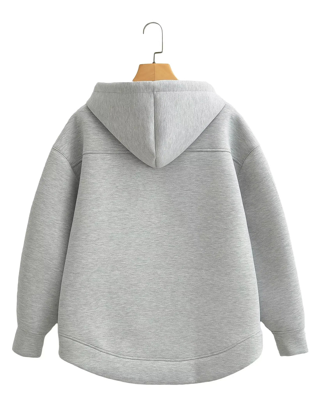 HH Autumn Women Gray Jacket With Hood Long Sleeve Big Pocket Zipper Jacket Coat Woman Loose Casual Outerwear Coat Tops