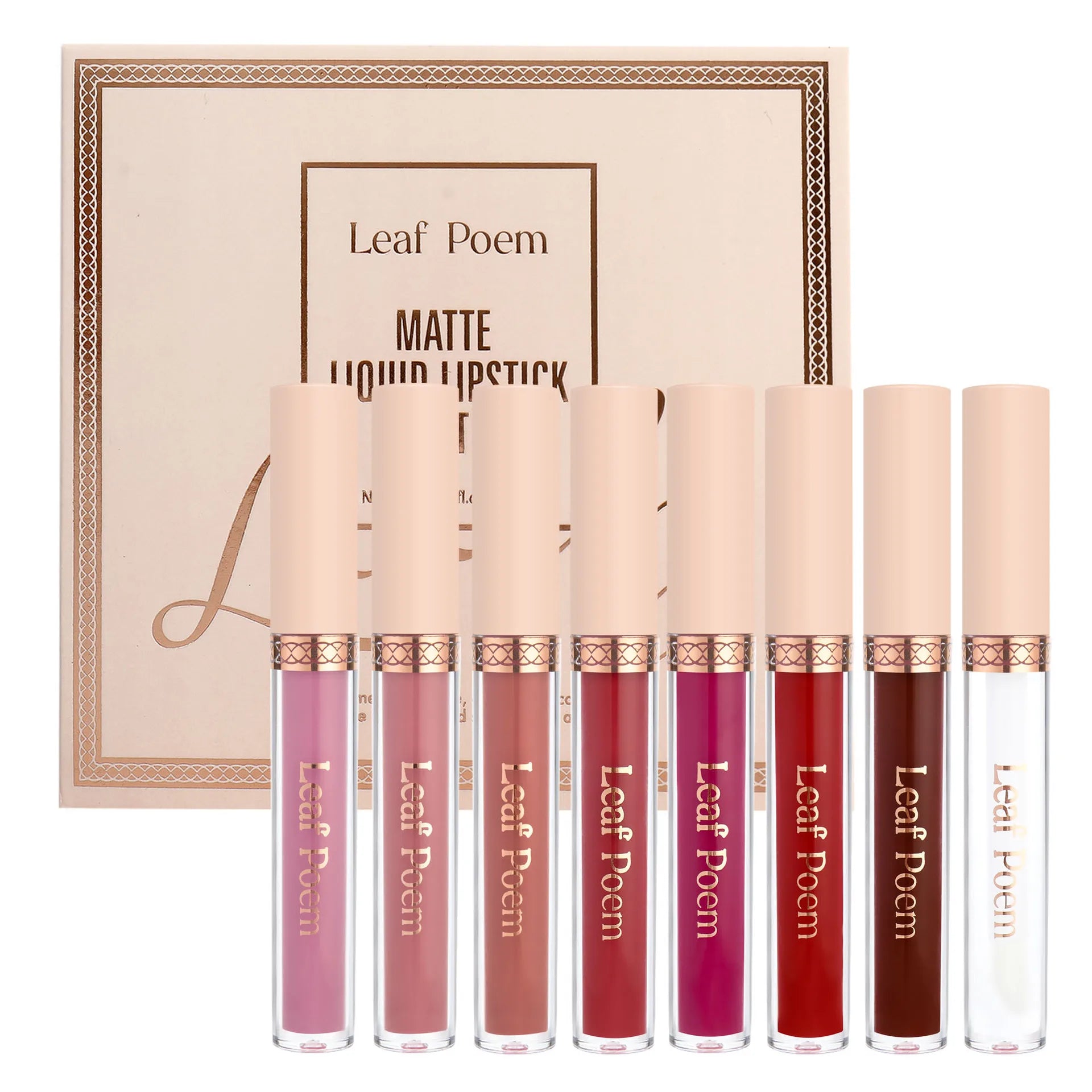 8 pcs matte liquid lipstick, lip glaze - waterproof, non-stick, long-lasting lip gloss, brown, pink, purple and red tones, suitable for Valentine's Day, daily, parties, travel