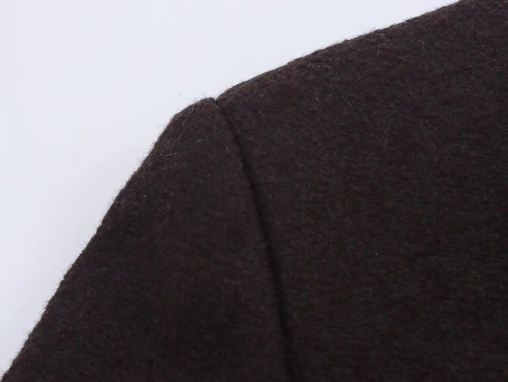 HH Women's Autumn Fashion Tweed Jacket Round Neck Short Woolen Jacket Female Commuter Versatile Fragrant Breeze Casual Coat