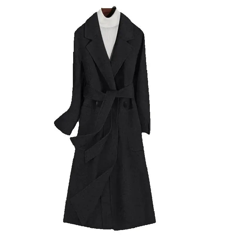 Women's Cashmere Coat 2025 New Autumn Winter Fashion Temperament Slim Thicken Woolen Coats With belt Female Long Overcoat