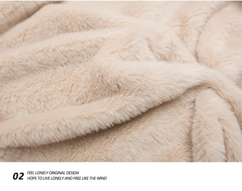 Winter Women's Lambs Wool Hoodie Jacket American Retro Faux Fur Outwear Coat Y2k Korean Fashion 2000s High Street Thick Warm