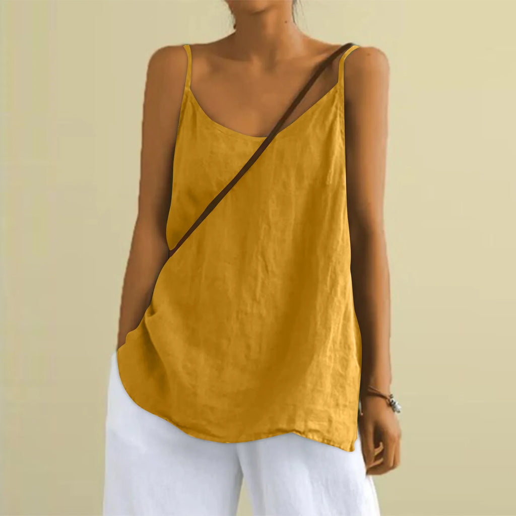 Women's tops sexys Cotton Linen Camisole Vest Summer Loose Sleeveless Versatile Bottom Top solid color blouse classic camisetas