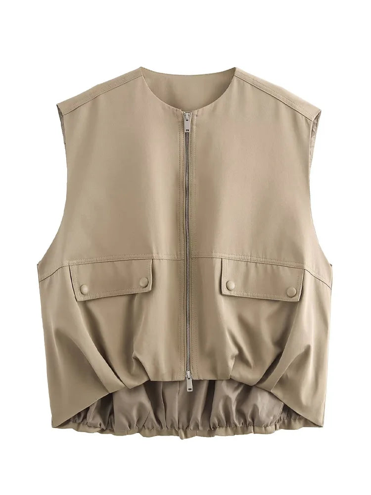 ZAJIA 2025 Spring New Women's Clothing European and American Style French Fashion Design Loose Vest Top