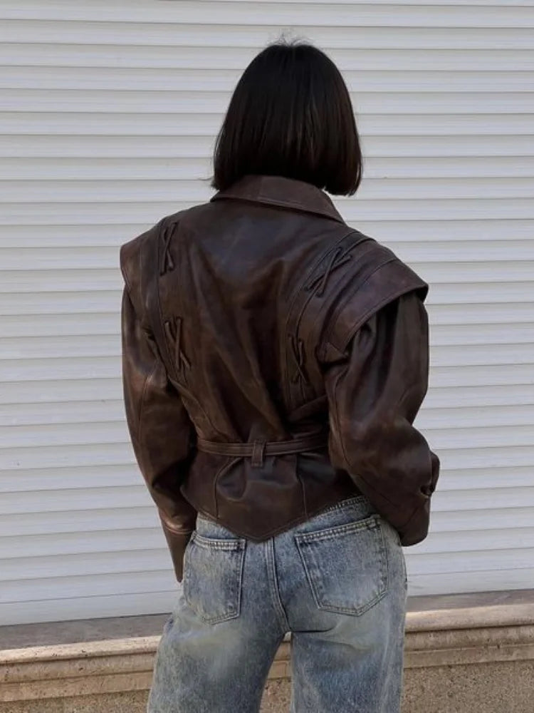 Autumn and Winter Faux Leather Jackets for Women 2025 Chic Dropped Shoulder PU Jacket Coat Casual Office Lady Blouses