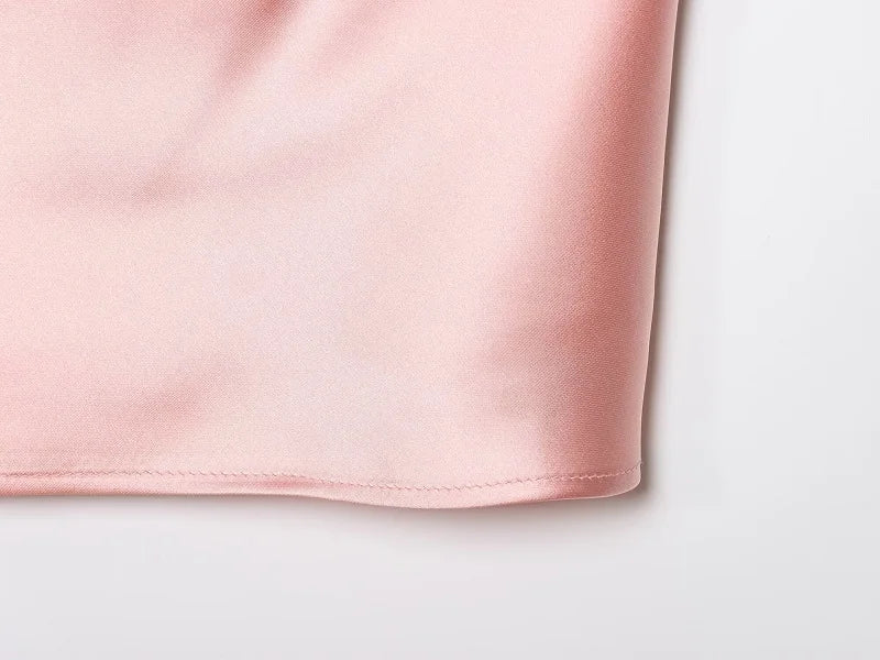 MUJER 2025 Halter Tops for Women Black Satin Backless Top Female Pink Summer Beach Top Woman off Shoulder Camisole Top Women