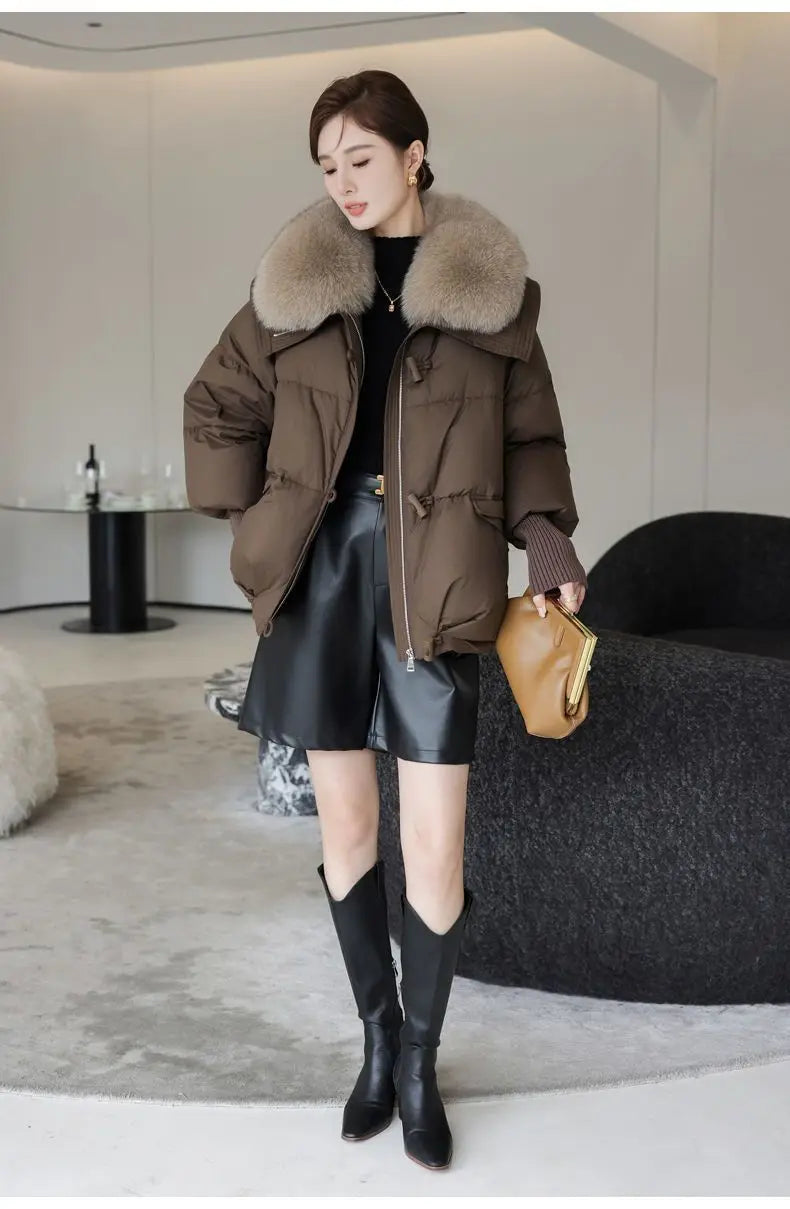 Women Winter Down Cotton Jacket 2025 New Women Warm Thick Cotton Coat Larger Fur Collar Cotton Padded Jacket Women Parka Coat