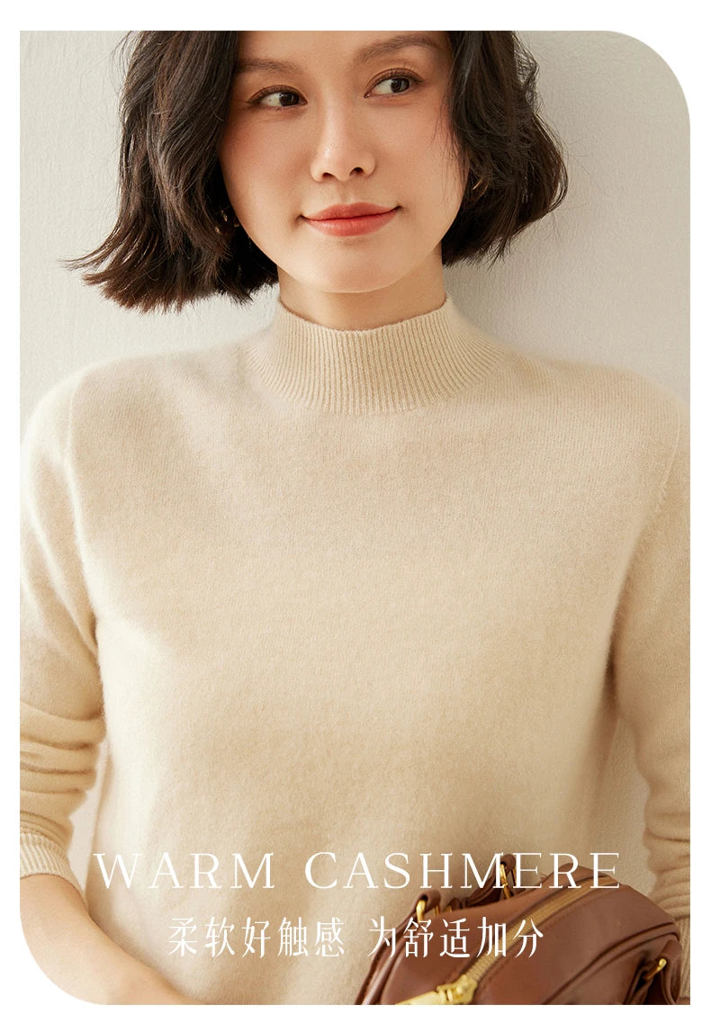 Women's Cashmere Sweater,  Cashmere Blend, Turtleneck Sweater, Knitted, Slim Fit, Basic Style, New Autumn and Winter 2024