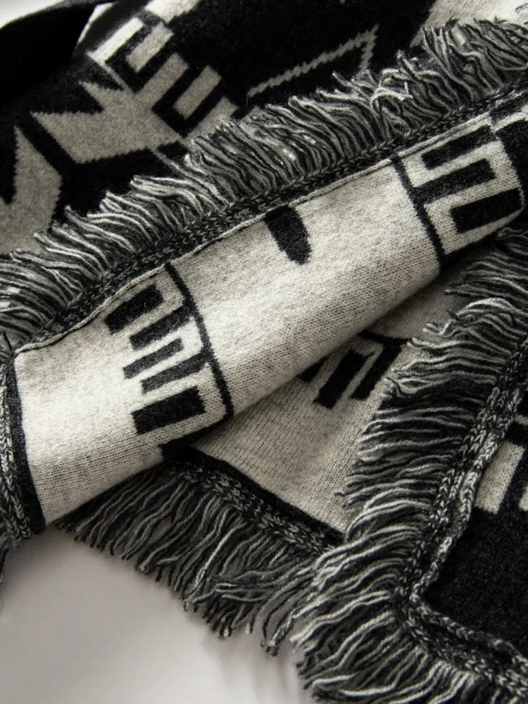 WQJGR Cashmere Cardigan Sweater Women Tassels Knit Jacquard Coat Winter High Quality Female Clothing Full Sleeve Tops