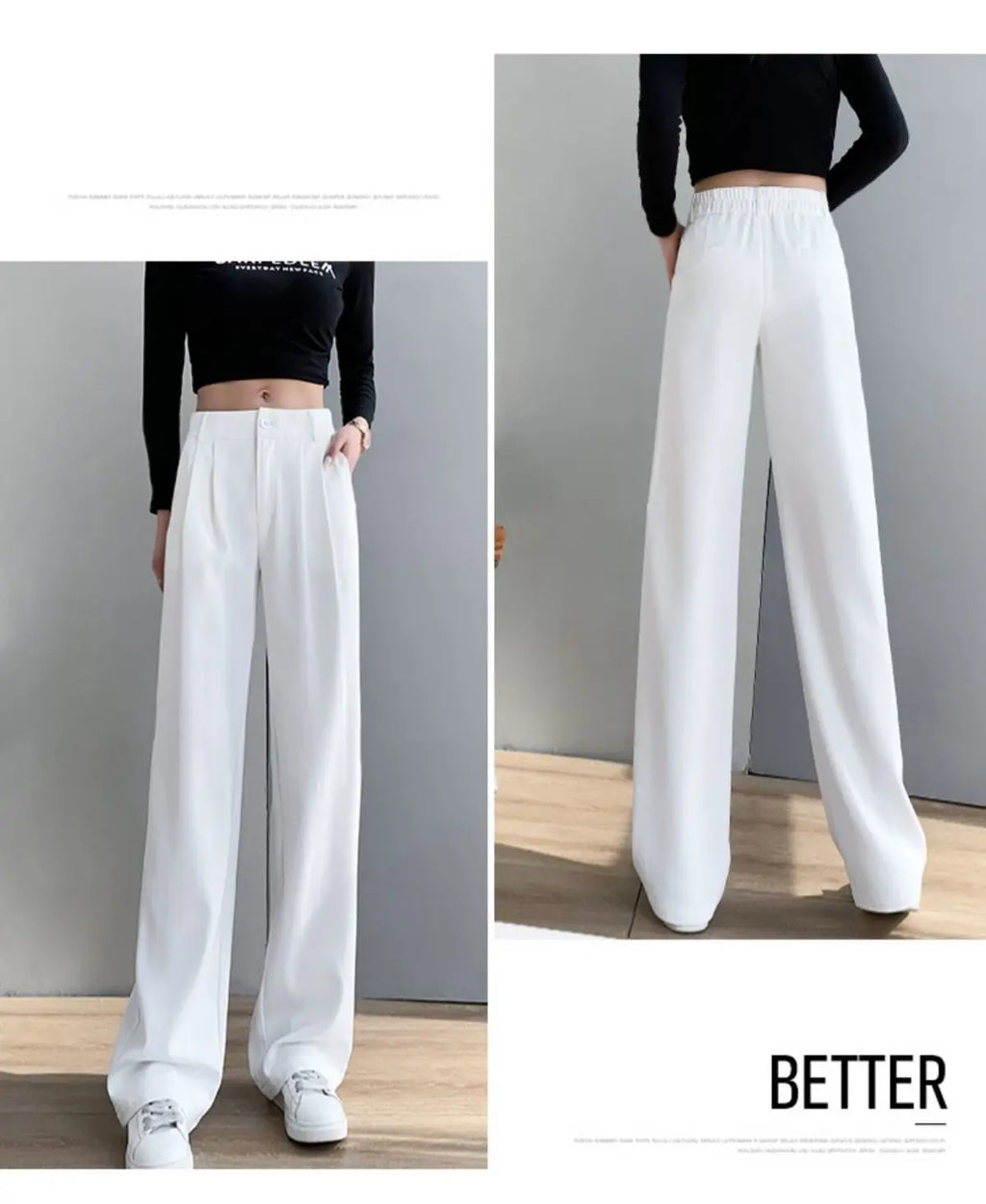Trousers for Women Summer Women's Suit Pants 2025 White High Waist Fluid Korean Style Wide Leg Palazzo Straight Fashion Casual