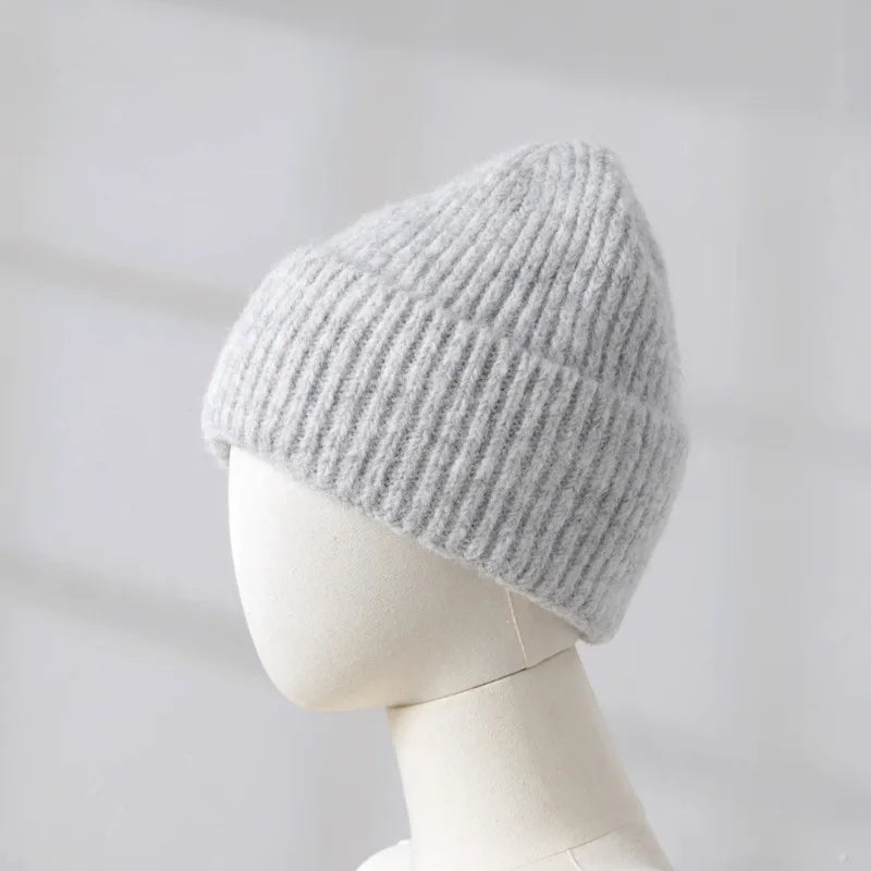 2025 Wool Warm Winter Hat for Woman Big Head Soft Beanies Female Thick Knitted Cashmere Hat Unisex Skiing Ski Outdoor Cap