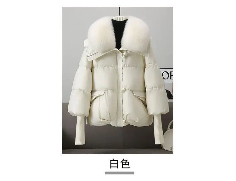 Women Winter Down Cotton Jacket 2025 New Women Warm Thick Cotton Coat Larger Fur Collar Cotton Padded Jacket Women Parka Coat
