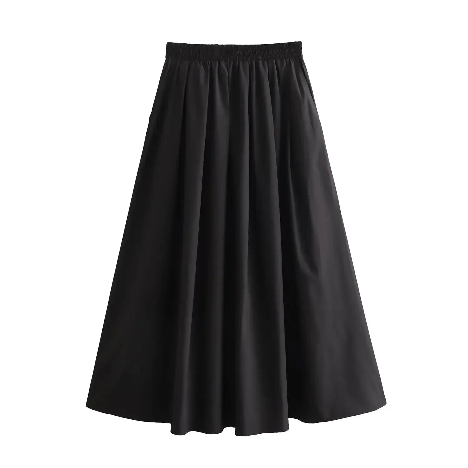 Mooyufon Women's Fashion Spring New Black Wide Pleated Swing Vintage Chic Female High Waist  Elegant A-line Long Skirt Mujer