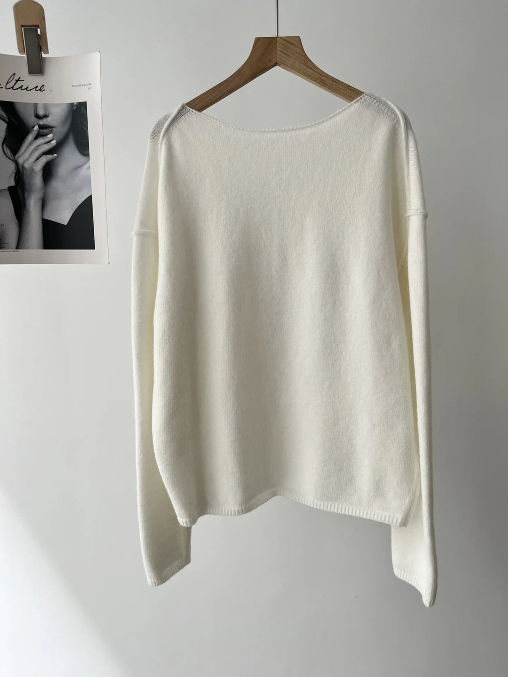 Women's clothing loose multi-color base with soft waxy wool blend round neck long-sleeved knitted sweater 16A