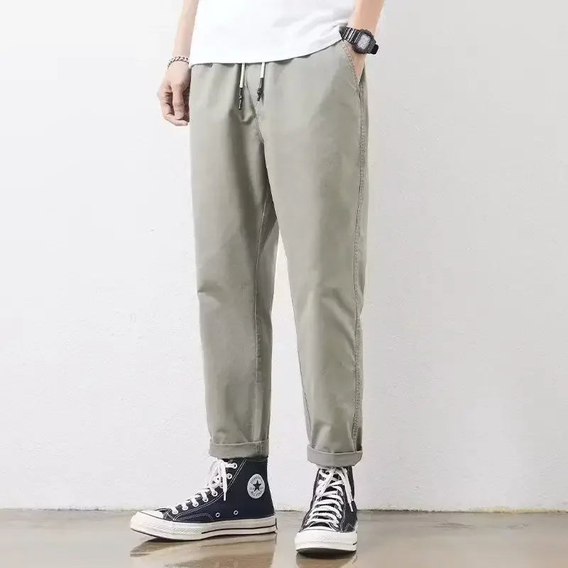 2025 New Spring and Autumn Work Clothes Straight Loose Hammer-shaped Pure Cotton Casual Pants for Men