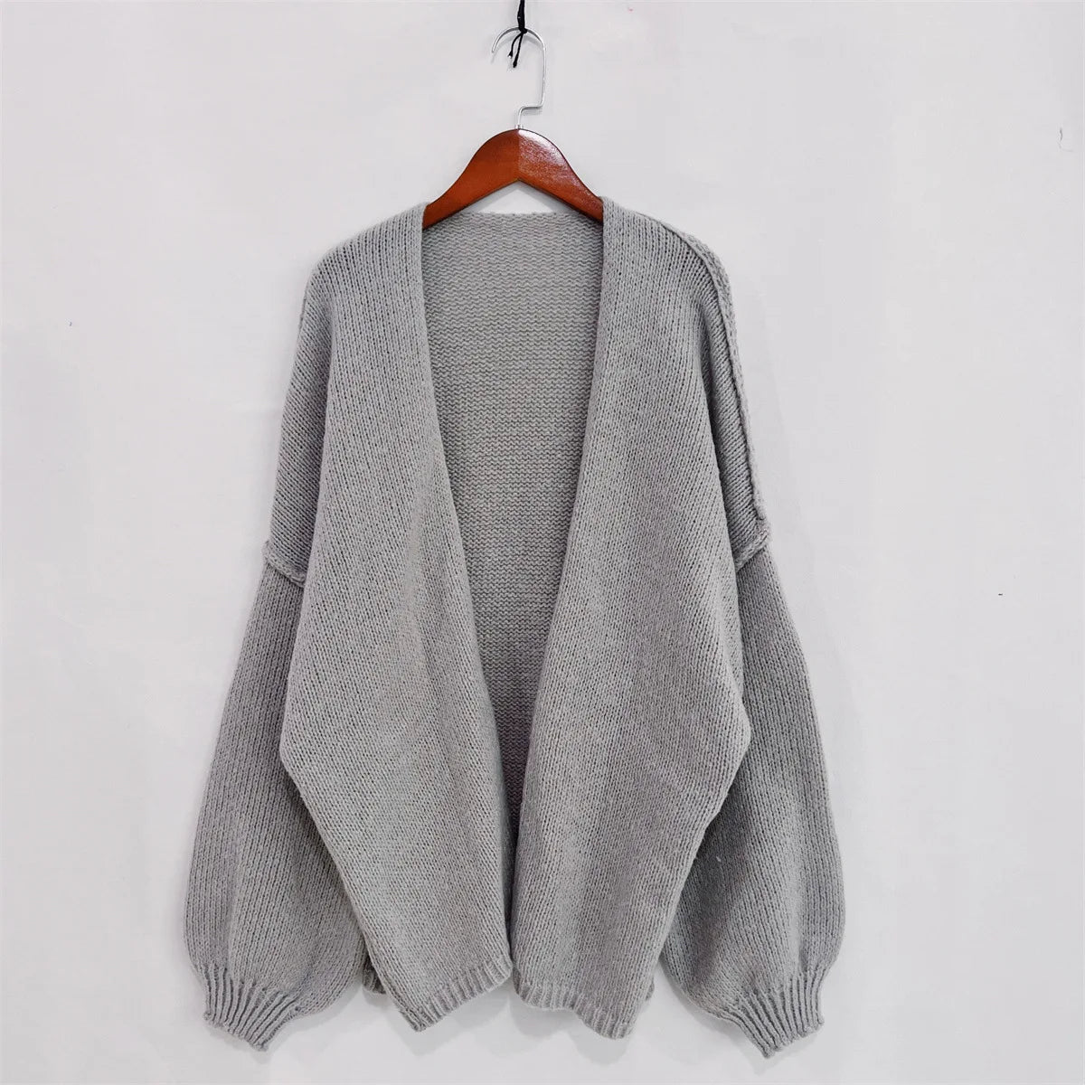 Autumn Winter New Casual Knitted Sweater Cardigan Jacket Loose Long Sleeve Solid Color Mid-length Sweater Women Cardigan Jacket
