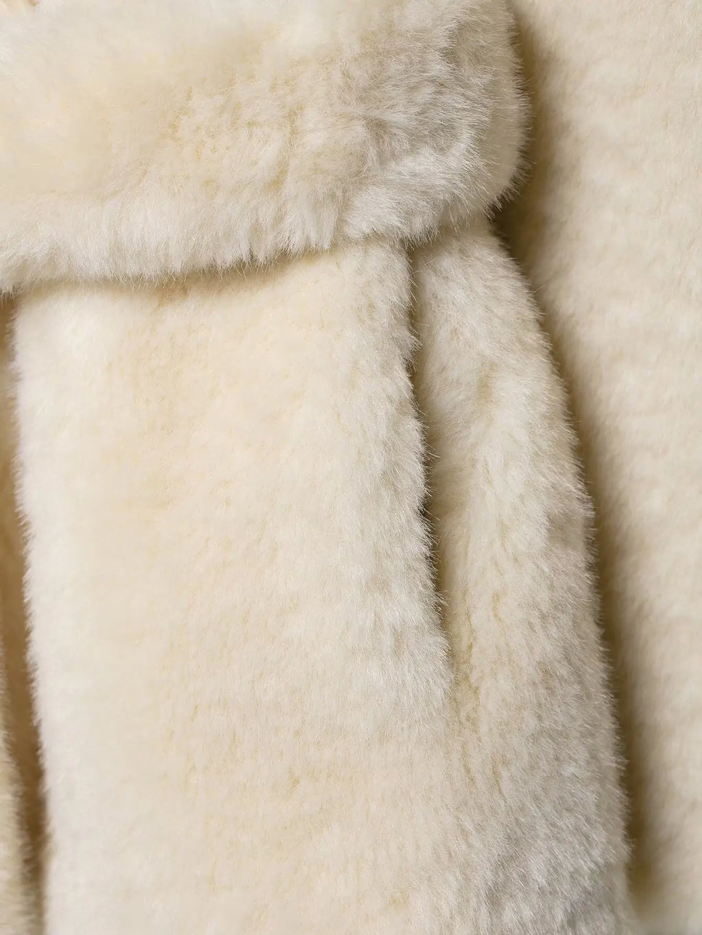 HH Winter Elegant Women Belted Artificial Fur Effect Coat Female Single Breasted Long Sleeve Loose Warm Faux Fur Jacket Outwear