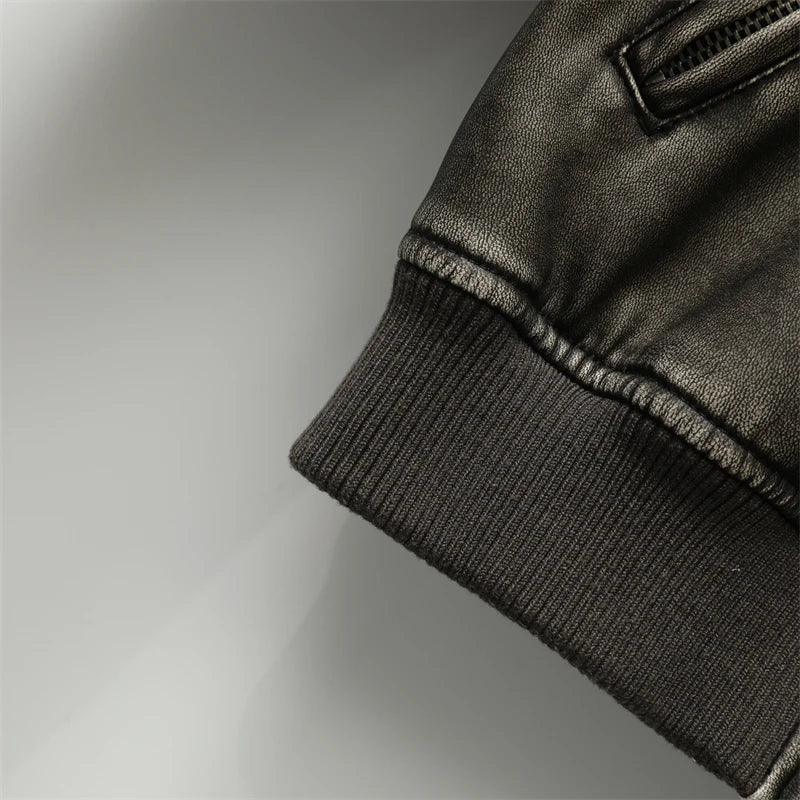 ZVRI Women's 2023 new vintage imitation leather bomber jacket coat top women's style