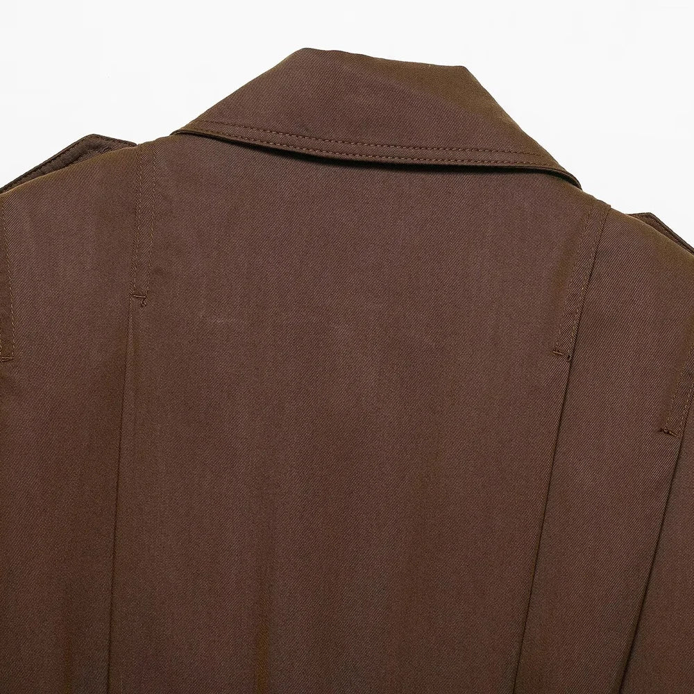 Women's Fashion Pleated Jacket Coat with Pads Lapel Collar Long Sleeve Front Button Chic Outerwear Top