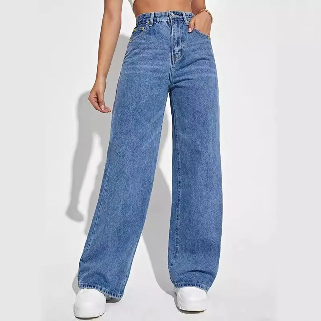 Women Jeans 2025 New Women Wear European And American Loose Denim Wide Leg Pants Slim High Waist All-Match Jeans For Women H300