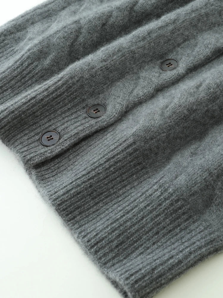 Luxury Women 100% Cashmere Sweater O-neck Cardigan Cable Knitting Thick Sweater Coat Autumn Winter Heavyweight Cashmere Clothes