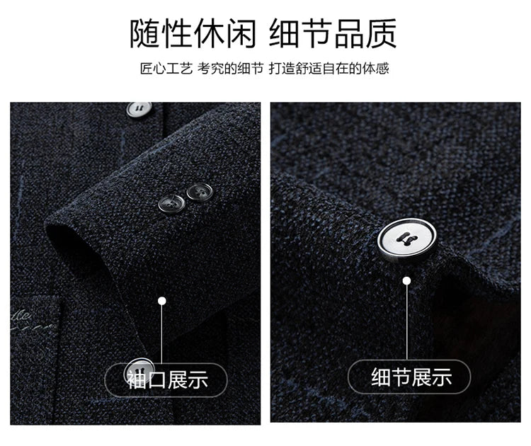 2024 Men Woolen Coats Men's business Casual Trench Coat Winter Coat with wool inner Man Autumn and Winter Wool Coat for Men
