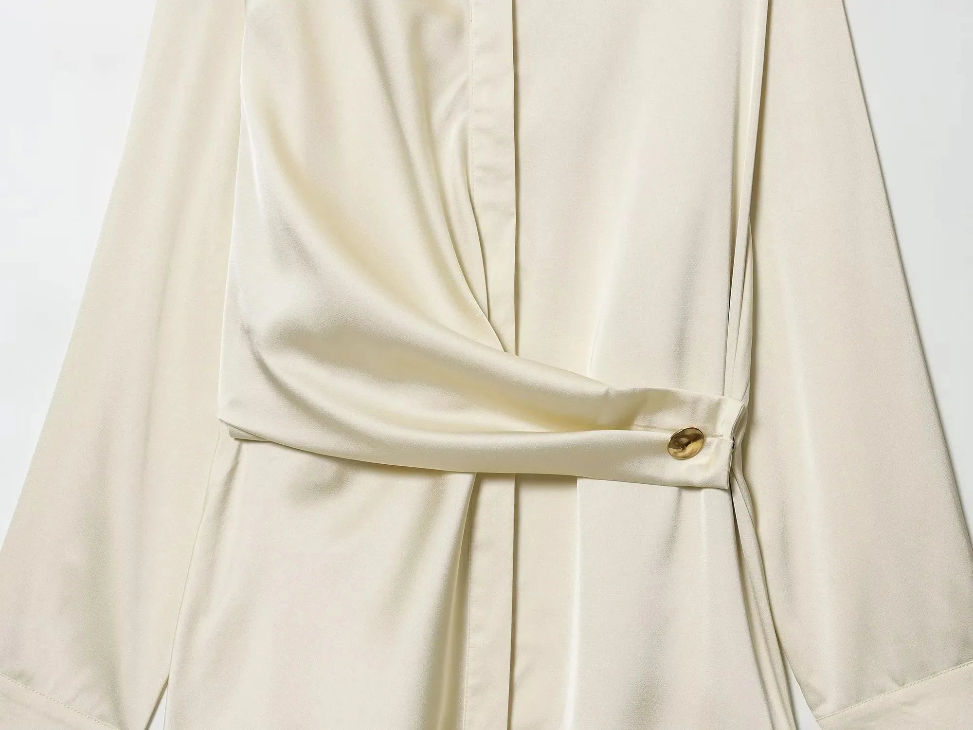 Women 2025 Autumn Winter New Silk Satin Blouse Turn-down Collar Single Breasted Long Sleeve Loose Blouse Fashion Shirt