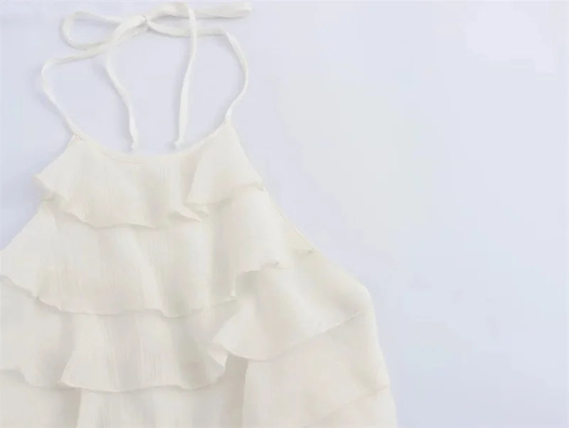 Summer Women Bow Halter Sleeveless Vest Elegant Fringed Sexy Top Vest Fashion Lady Bustier Suspender Female Clothes