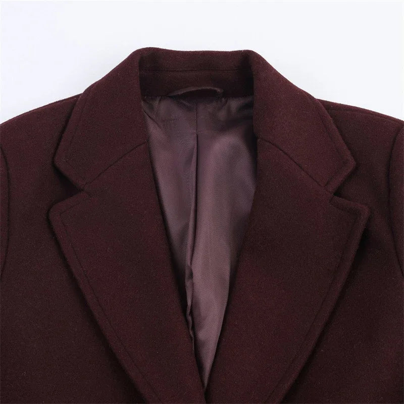 Women Trench Coat Casual Winter Warm Lapel Collar Thick Long Coat Elegant Lady Full Sleeves Chic Streetwear Outerwear