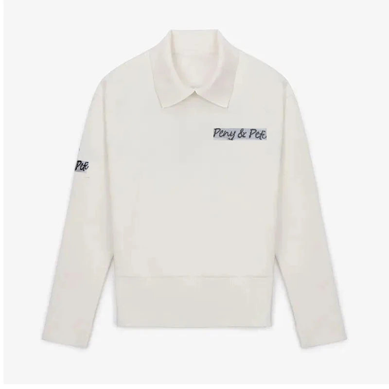 Women Pullover Sweaters Long Sleeve Golf Tops Tshirt Collar Polo Sweater Solid Color Sportswear Women Clothes