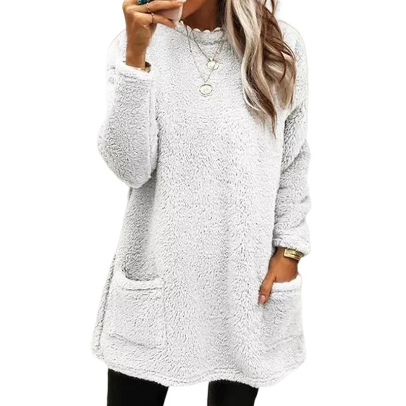2024 Women Winter Warm Hoodie Coat Streetwear Fleece Pocket Thinken Sweatershirt Autumn Female Casual Loose Outfits Hoodie Tops