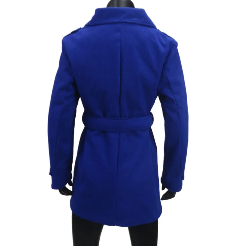 Women's Trench Coat Wool Blends Double Breasted Lining Jacket Belt Shoulder Badge Casual Coats Streetwear Women's Clothing